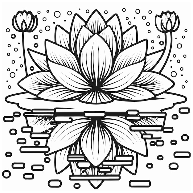 Calming lotus flower bouquet coloring Page