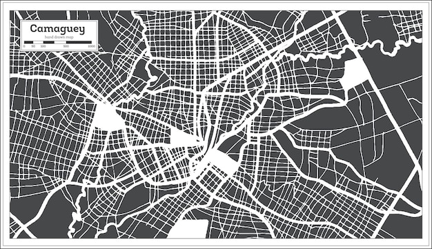 Camaguey Cuba City Map in Retro Style. Outline Map. Vector Illustration.