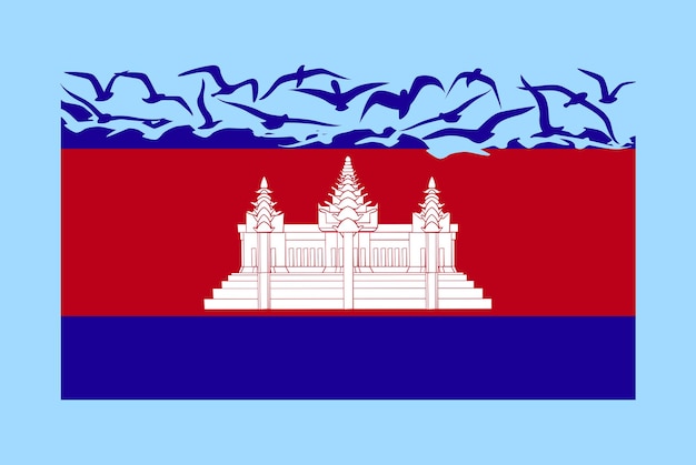 Cambodia flag with freedom concept Cambodia flag transforming into flying birds vector