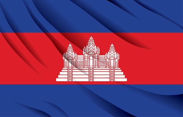 cambodia national flag waving realistic vector illustration