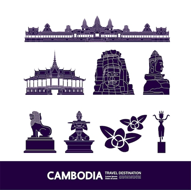 Vector cambodia travel destination grand   illustration.