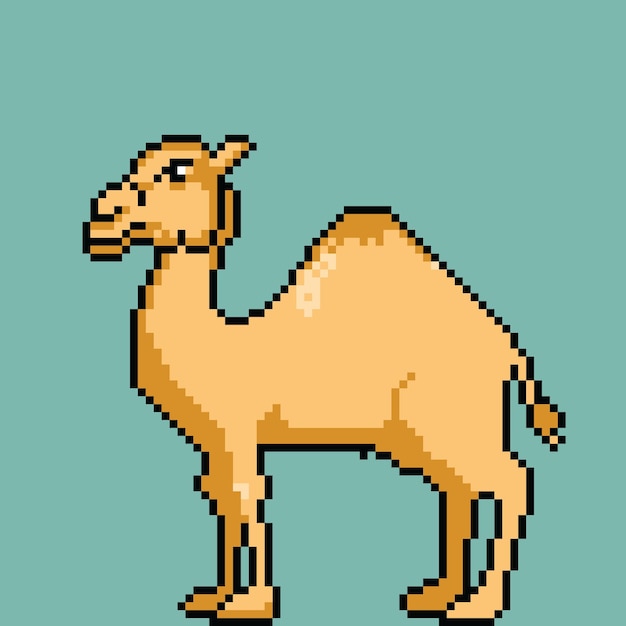 camel character with decorative hat with pixel art