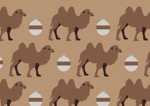 Vector camel and iron kettle totem design