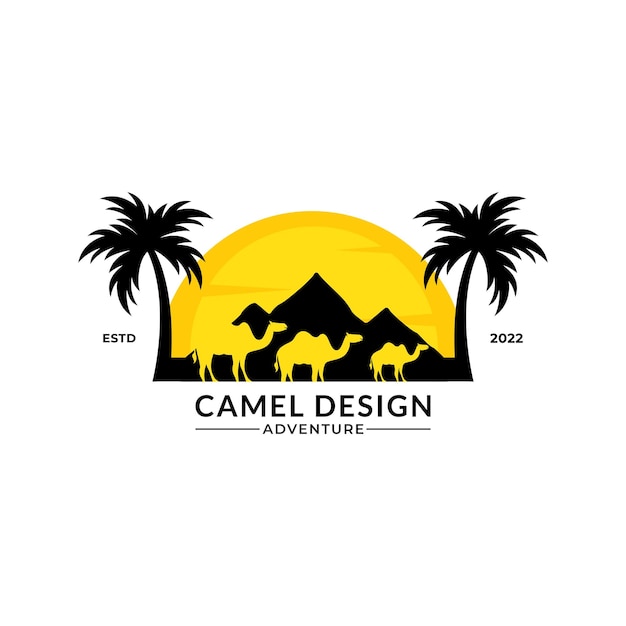 camel logo design template,vintage camel vector illustration.