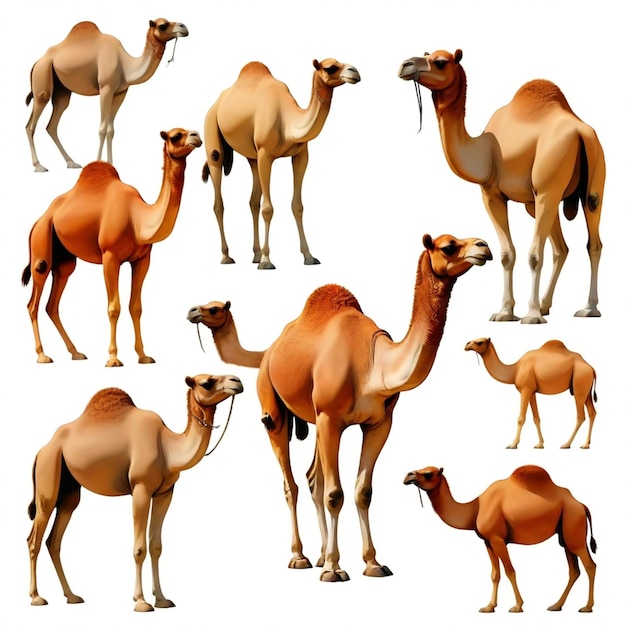 Vector camel vector set white background isolated a high quality