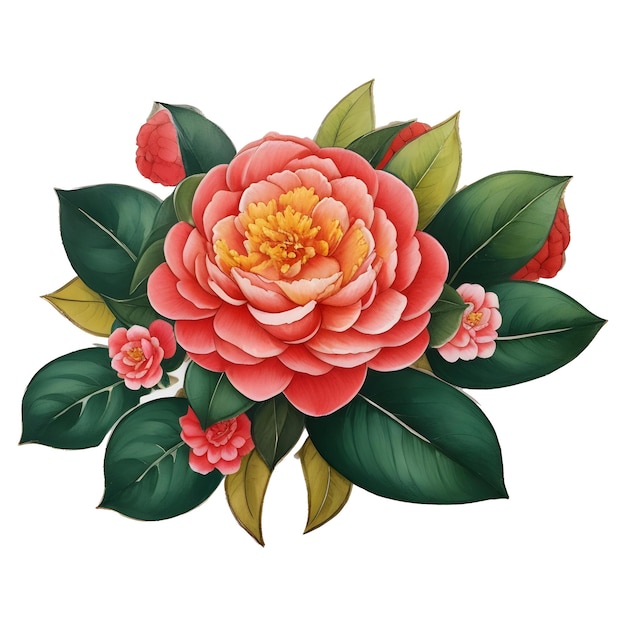 Camellia Pink Camellia Plant Victorian Botanical Illustration