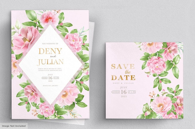 camellia wedding card template