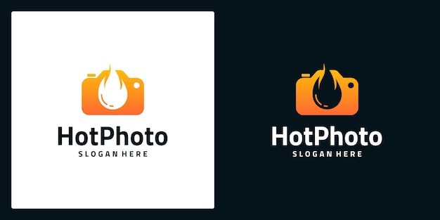 Camera abstract logo design with logo Fire symbol Vector Illustration