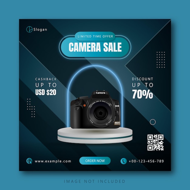 Camera brand product social media post banner template