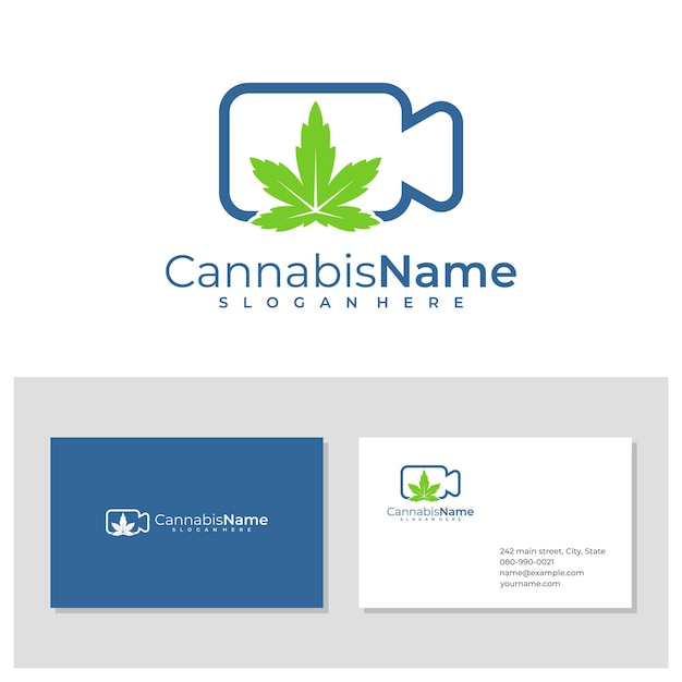 Camera Cannabis logo with business card template Creative Cannabis logo design concepts