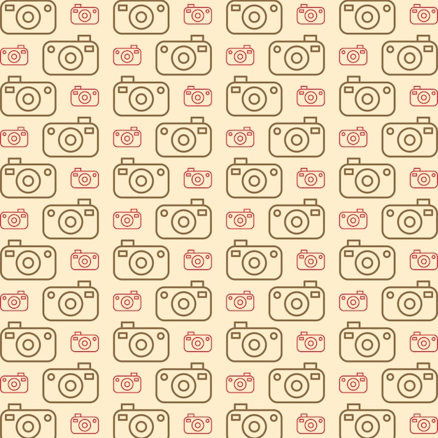 Camera doodle seamless pattern creative trendy design vector illustration background