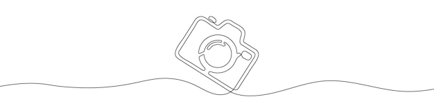 Camera drawing with one continuous line One continuous line of a photo camera Vector illustration