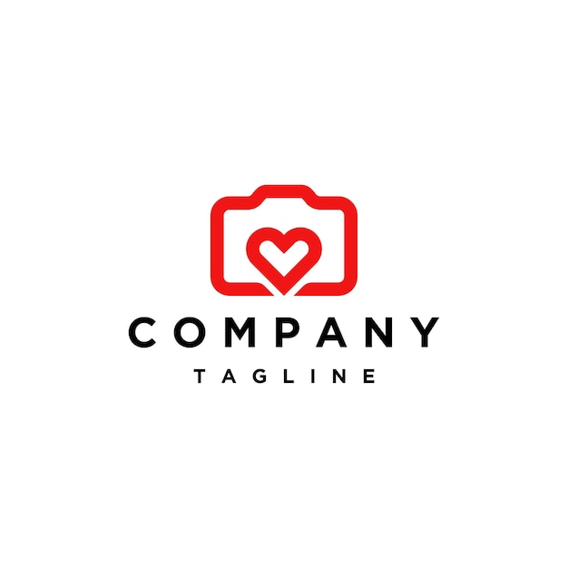 Camera heart logo icon design template