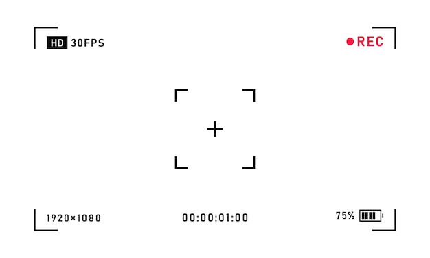 Vector camera horizontal viewfinder template on a transparent background 4k phone resolution video rec frame photo camera viewfinders video recording screen vector graphic design