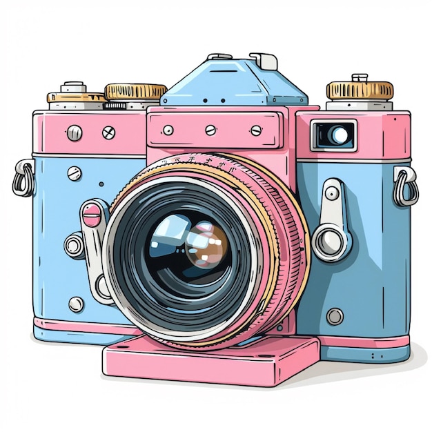 Camera Icon Flat and Lineal Color