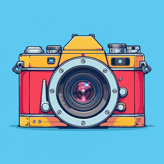 Camera Icon Flat and Lineal Color