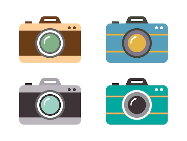 Camera icon set in different color Photo camera in flat style photo camera sign and symbol Vector