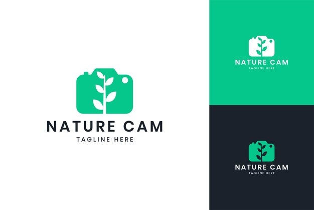 Vector camera leaf negative space logo design