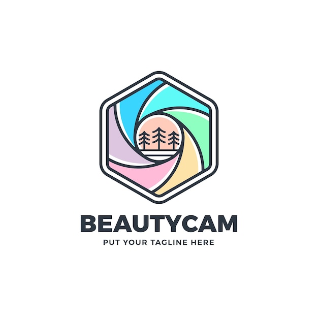 Camera lens flat logo template