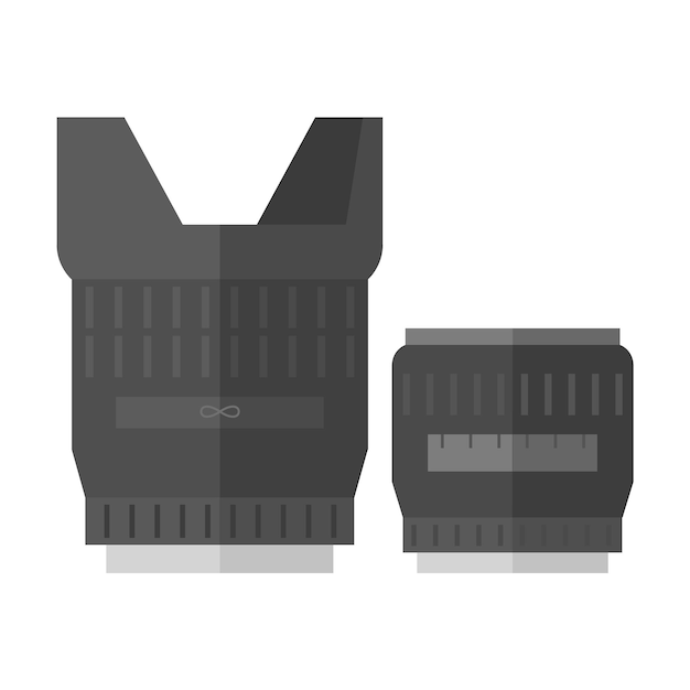 Camera lens icon in flat color style