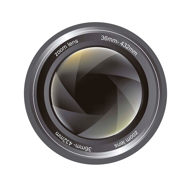 camera lens isolated over white background 