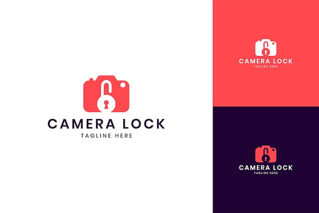 Camera lock negative space logo design