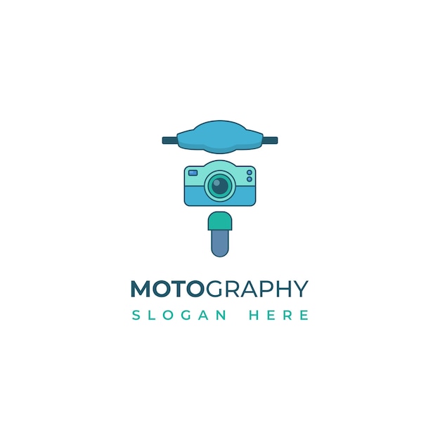 The camera logo combined with the motorbike for a photographer logo who likes to travel