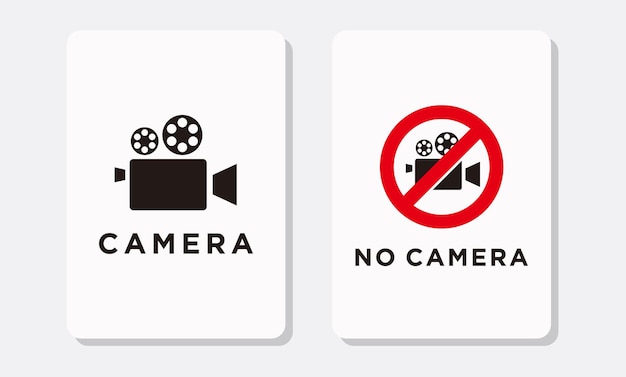 Camera and No camera vidio vintage sign icon vector