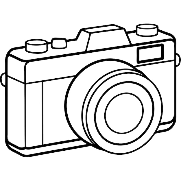 Camera outline vector illustration in sleek design