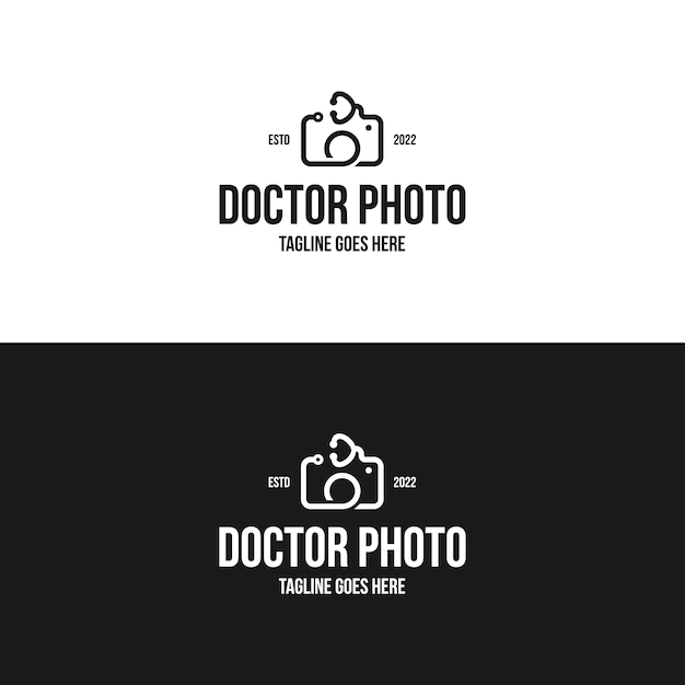 Camera photo with stethoscope logo design inspiration