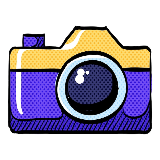 Camera repair halftone icon hand drawn color vector illustration