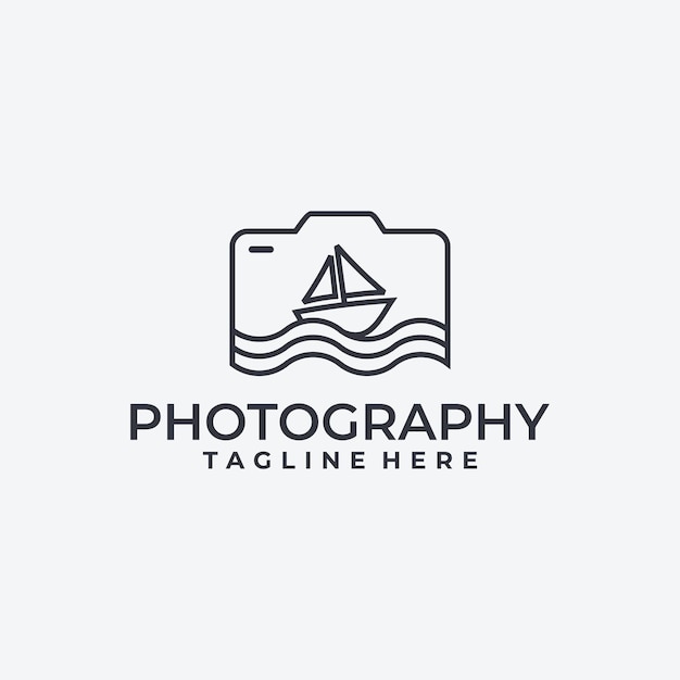 Camera and sailboat, photography logo idea,