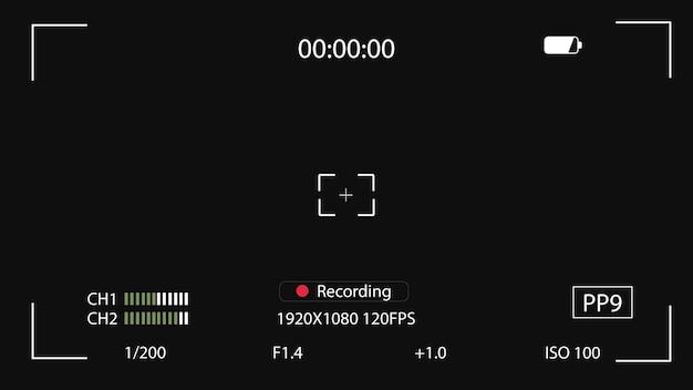 camera screen vector Camera screen showing recording is in progress vector image