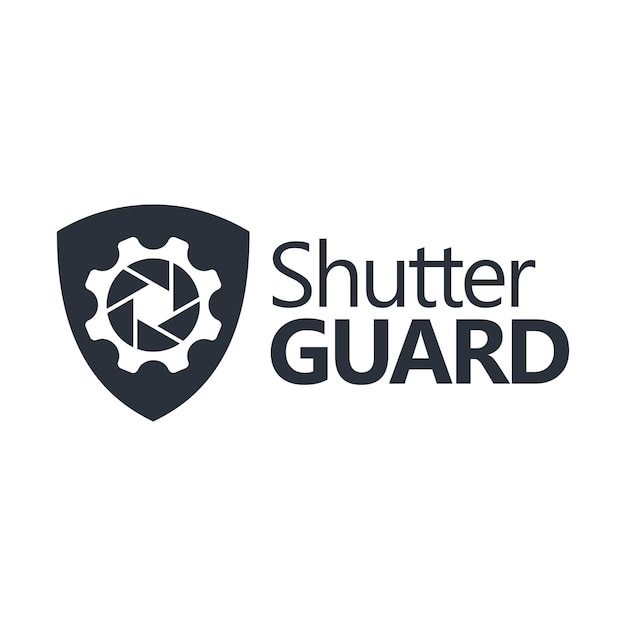 camera shutter with shield logo design vector