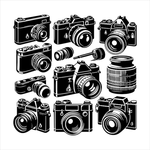 Camera silhouette vector vintage camera icon silhouette illustration