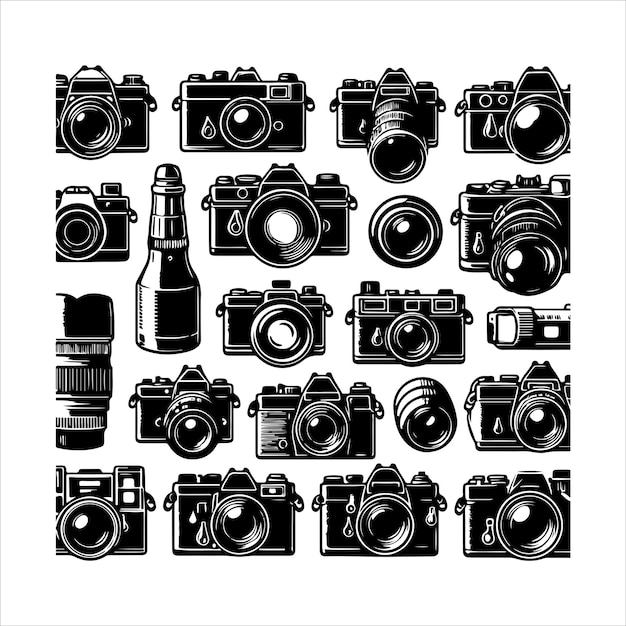 Vector camera silhouette vector vintage camera icon silhouette illustration