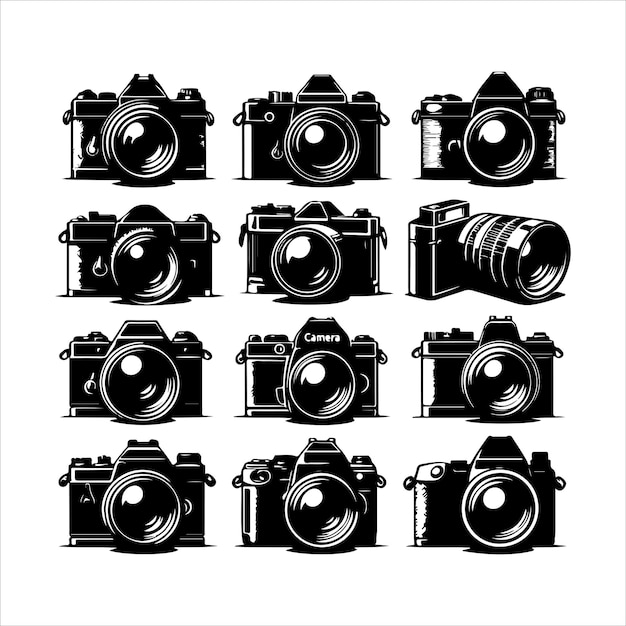 Vector camera silhouette vector vintage camera icon silhouette illustration