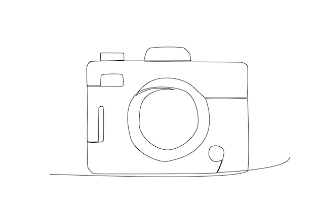 A camera for taking a picture in vacation one line art