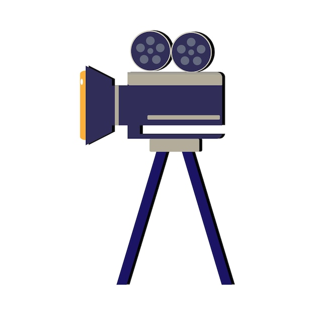 Camera tripod icon and Movie camera on a tripod Making a movie single icon in monochrome style