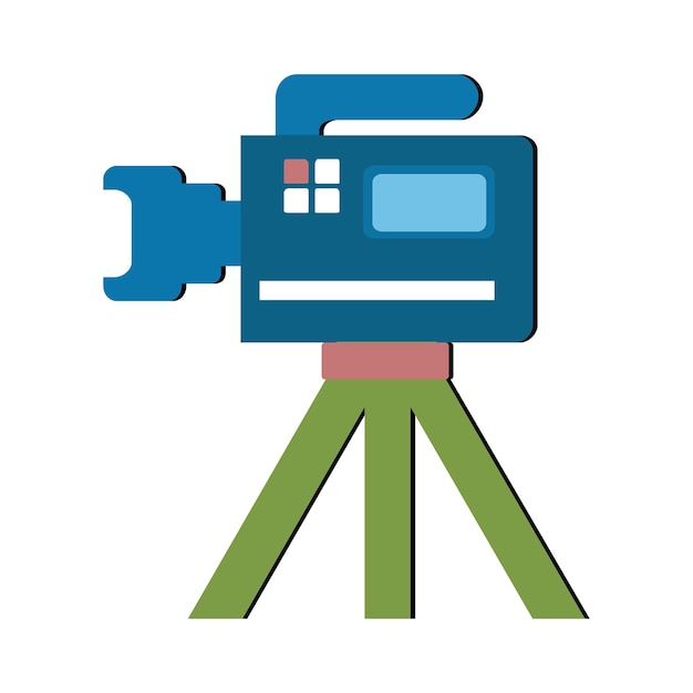 Camera tripod icon and Movie camera on a tripod Making a movie single icon in monochrome style