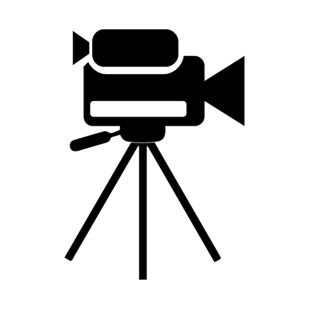 Camera tripod icon stands on a special front view Old and New black white Movie video vector