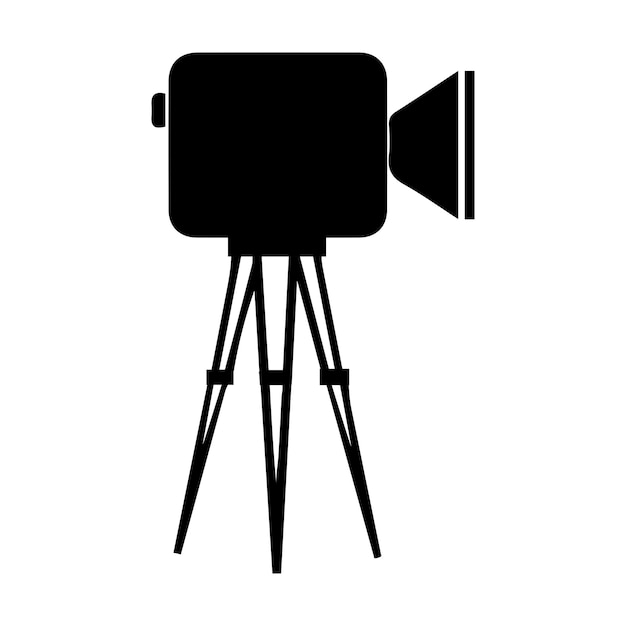 Camera tripod icon stands on a special front view Old and New black white Movie video vector