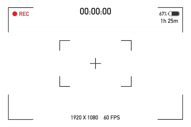 Camera view viewing images. Visual screen focusing. Video recording screen on a transparent.