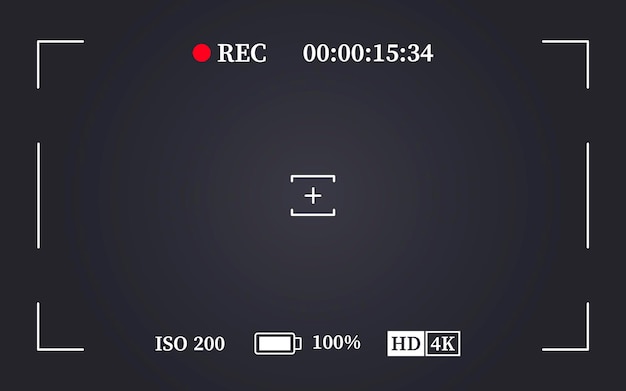 Camera viewfinder frame video or photo focus screen Recording or snapshot template digital display dslr cam capture interface for photography or videography flat vector illustration