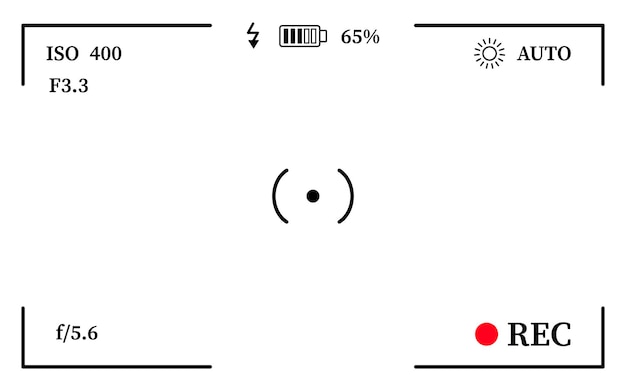 Camera viewfinder frame video or photo focus screen Recording or snapshot template digital display dslr cam capture interface for photography or videography flat vector illustration
