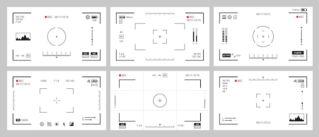 Camera viewfinder screens with vector focus frames