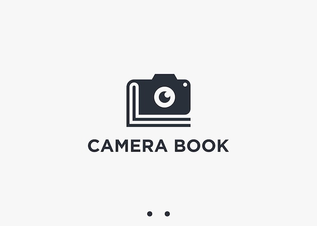 camera with book logo design vector silhouette illustration