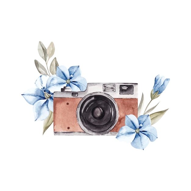 camera with flowers