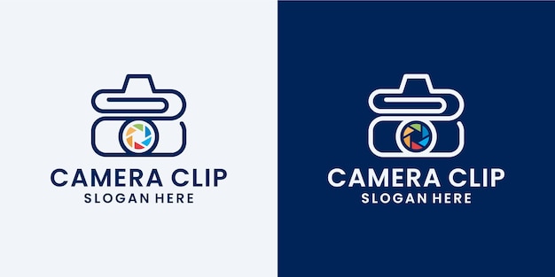 Camera with paper clip logo design inspiration