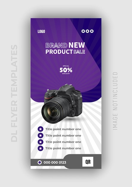 a camera with a purple background that says new product